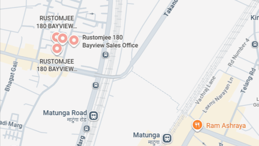 Rustomjee 180 Bayview location in Matunga offers unmatched connectivity to South Mumbai, BKC, and beyond.