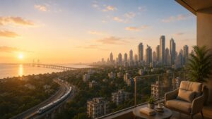 Luxury apartment overlooking the Mumbai skyline, showcasing the importance of location over amenities in real estate investment.